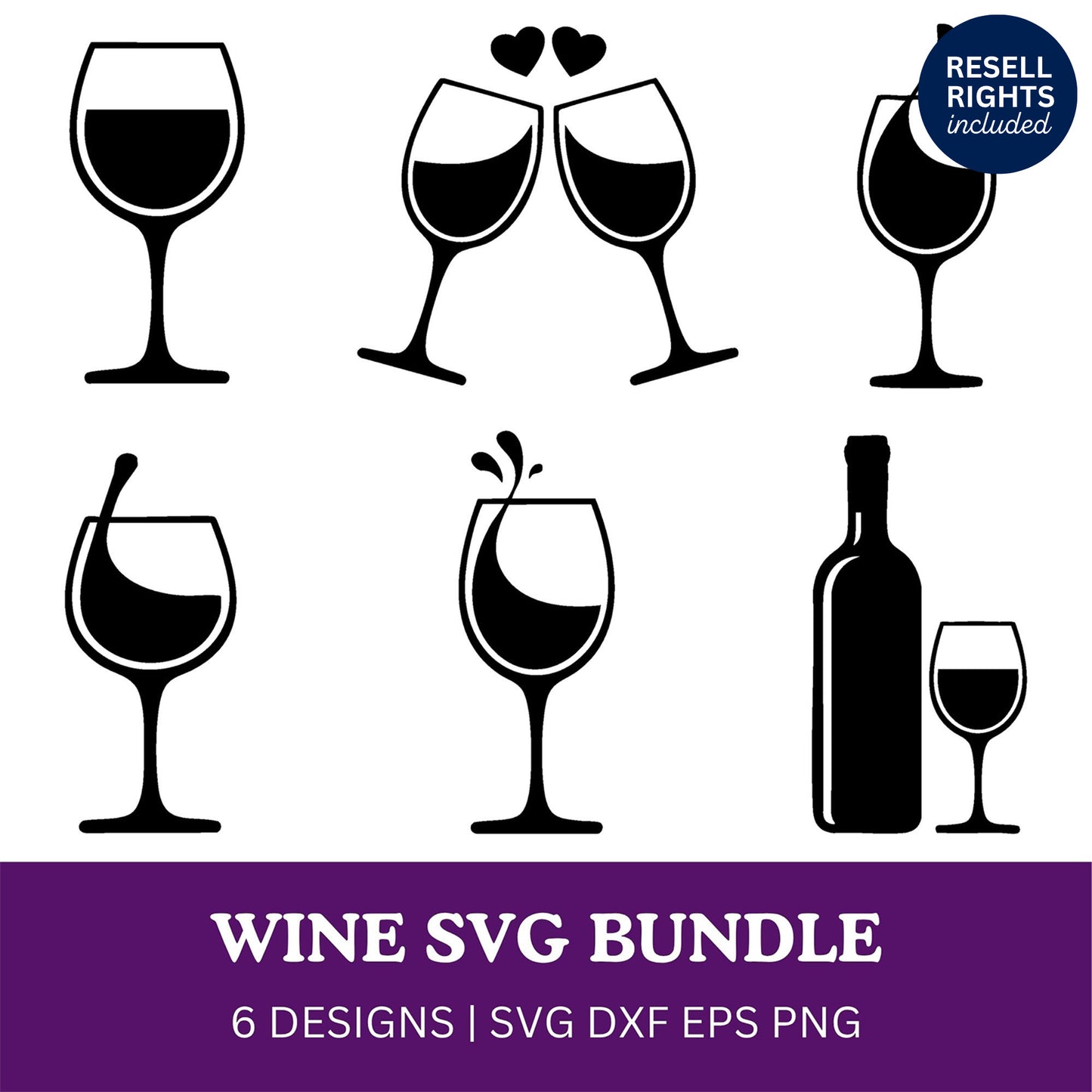 Wine SVG Bundle | Resell Rights Included