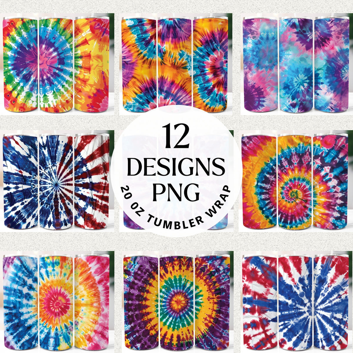 Tie Dye 20 oz Tumbler Bundle