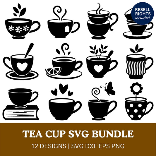Tea Cup SVG Bundle | Resell Rights Included