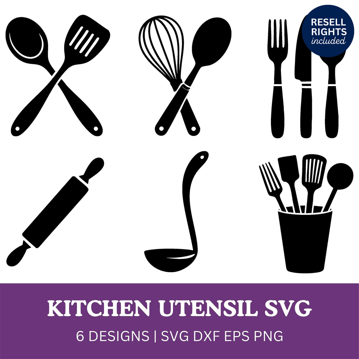 Kitchen Utensil SVG Bundle | Resell Rights Included