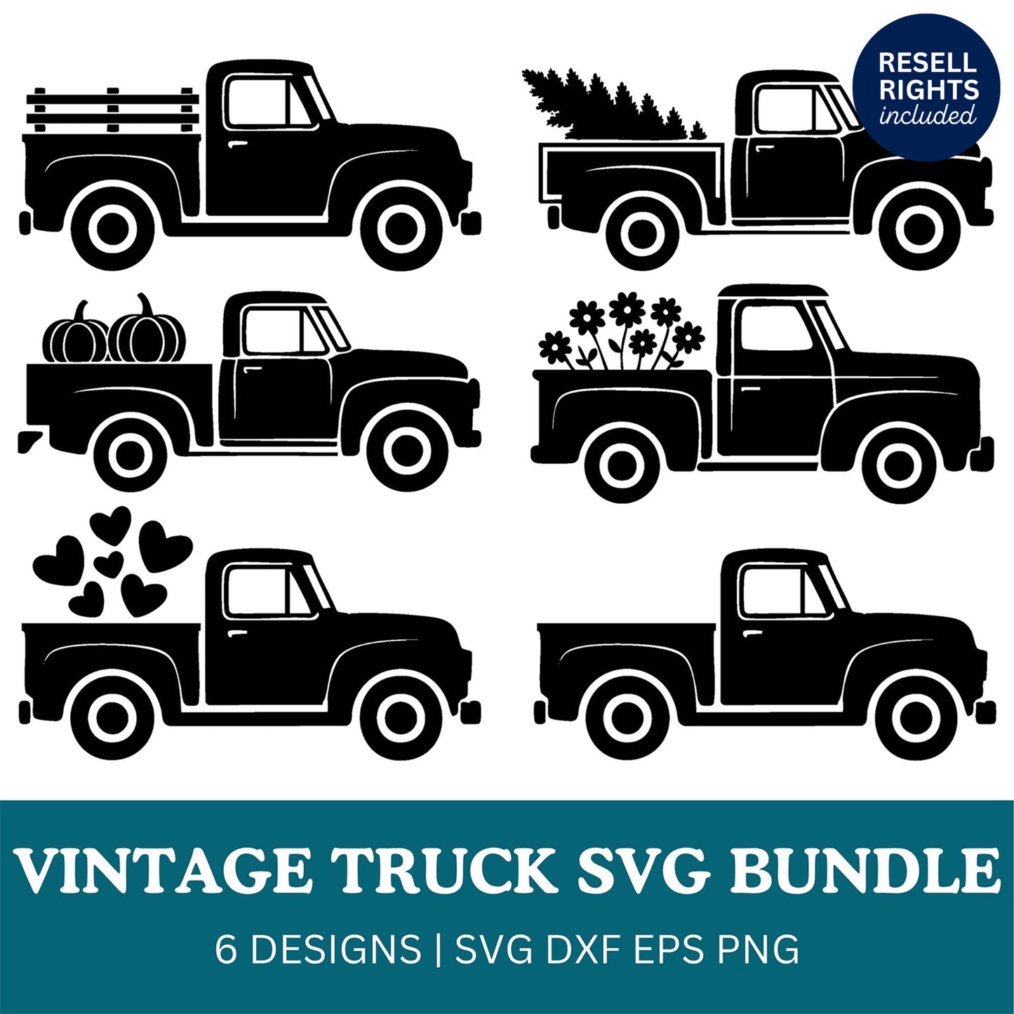 Vintage Truck SVG Bundle | Resell Rights Included