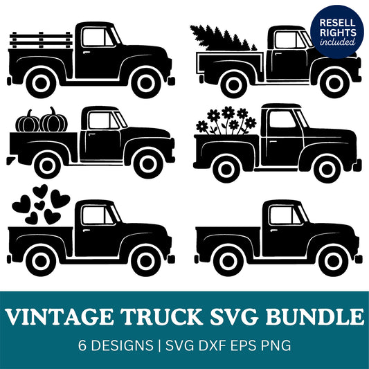 Vintage Truck SVG Bundle | Resell Rights Included