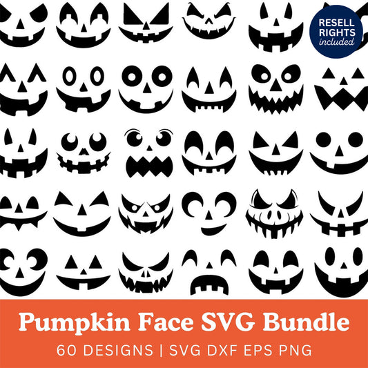 Pumpkin Face SVG Bundle | Resell Rights Included