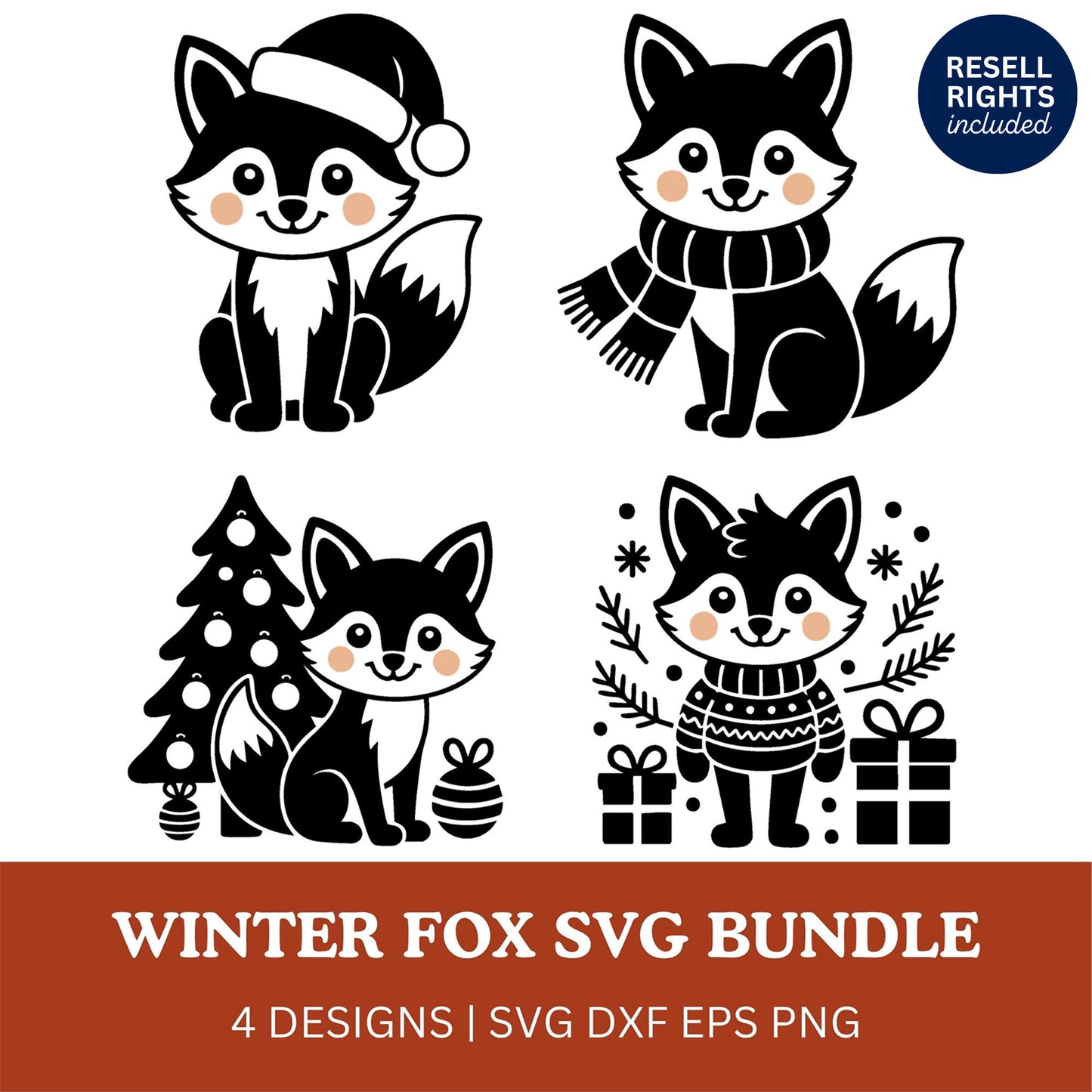 Winter Theme Fox SVG Bundle | Resell Rights Included