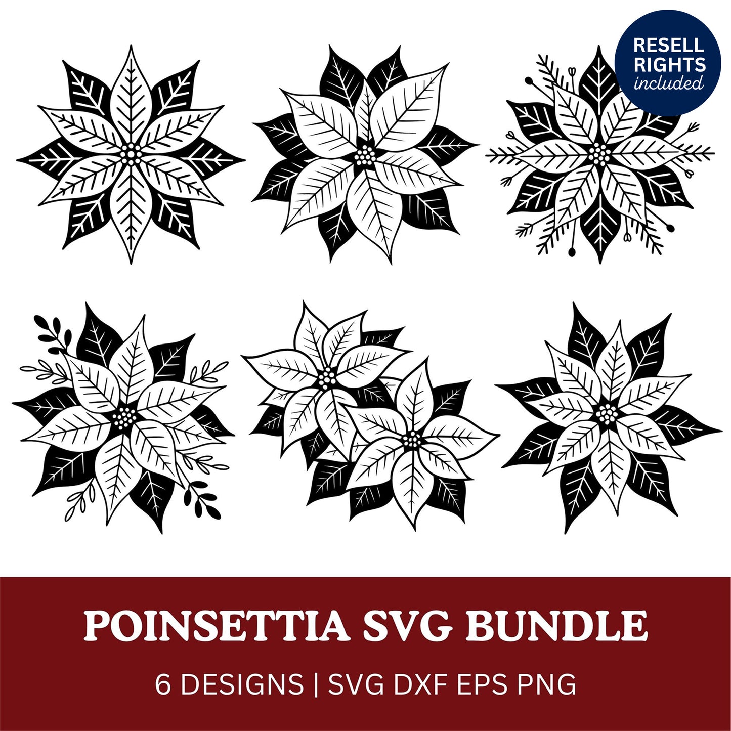 Poinsettia SVG Bundle | Resell Rights Included