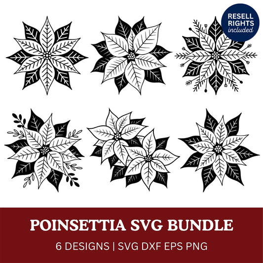 Poinsettia SVG Bundle | Resell Rights Included
