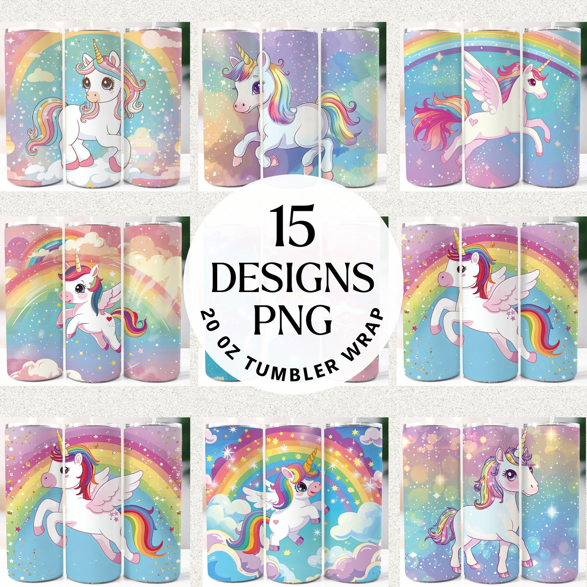 Unicorn 20 oz Tumbler Bundle