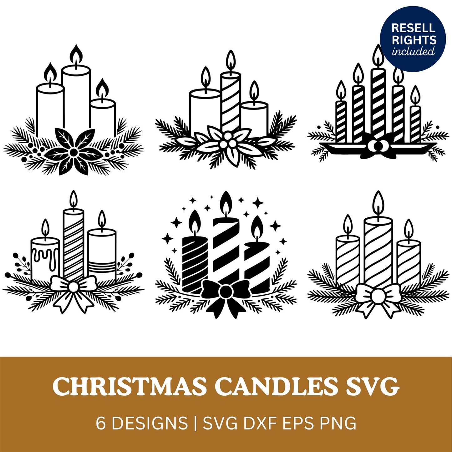 Christmas Candles SVG Bundle | Resell Rights Included