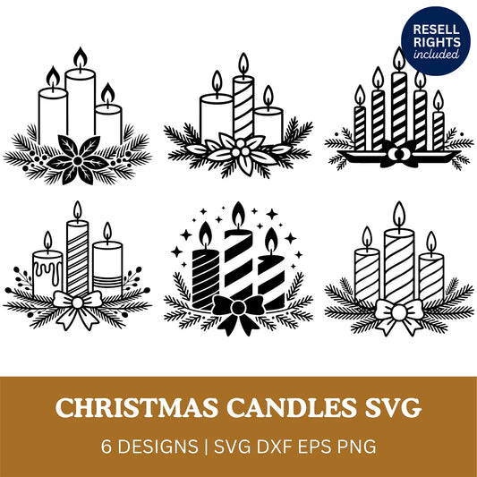 Christmas Candles SVG Bundle | Resell Rights Included