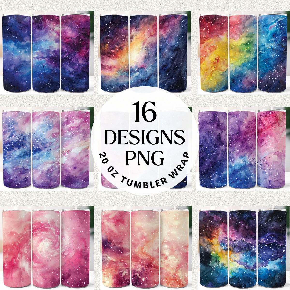 Watercolor Galaxy 20 oz Tumbler Bundle