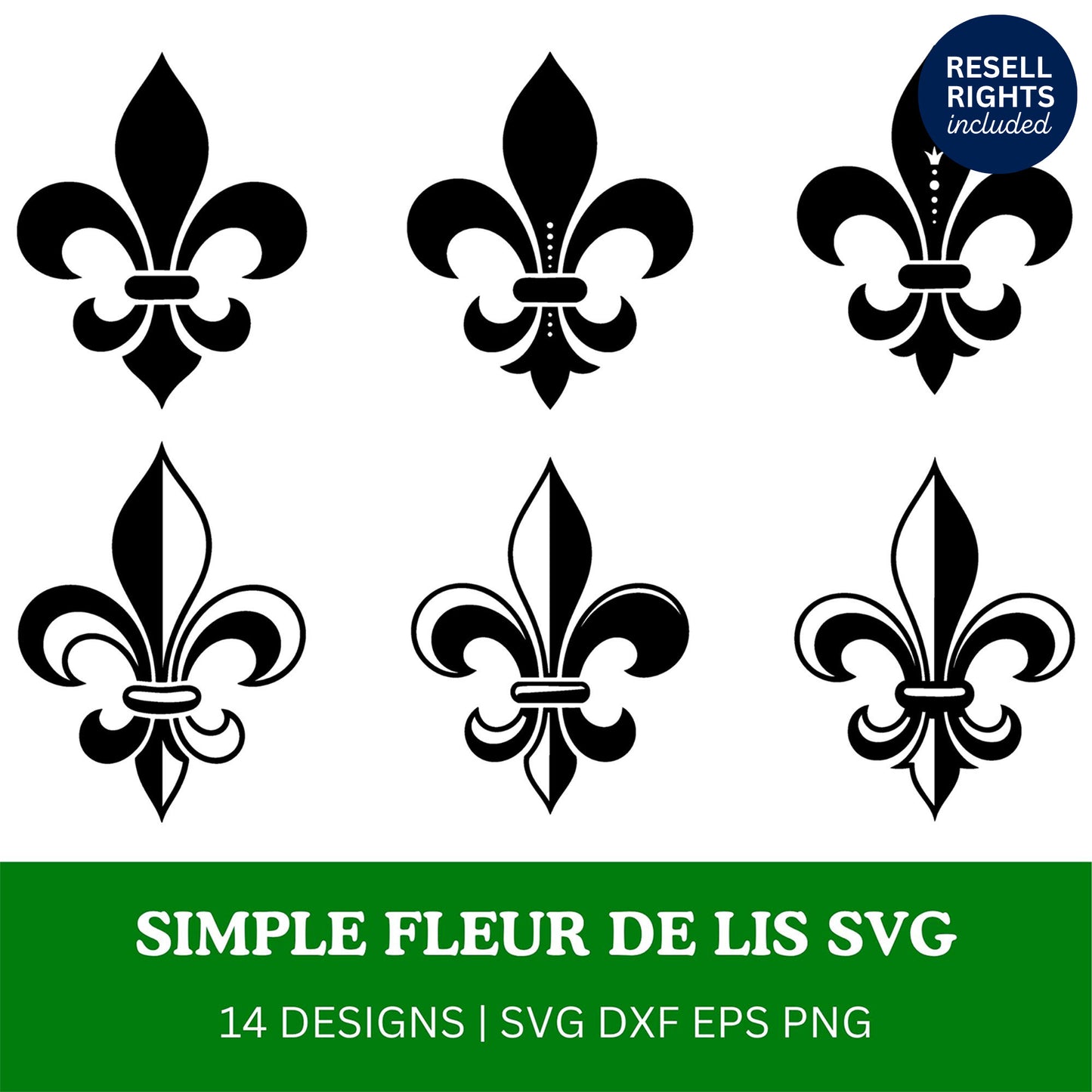 Simple Fleur de lis SVG Bundle | Resell Rights Included