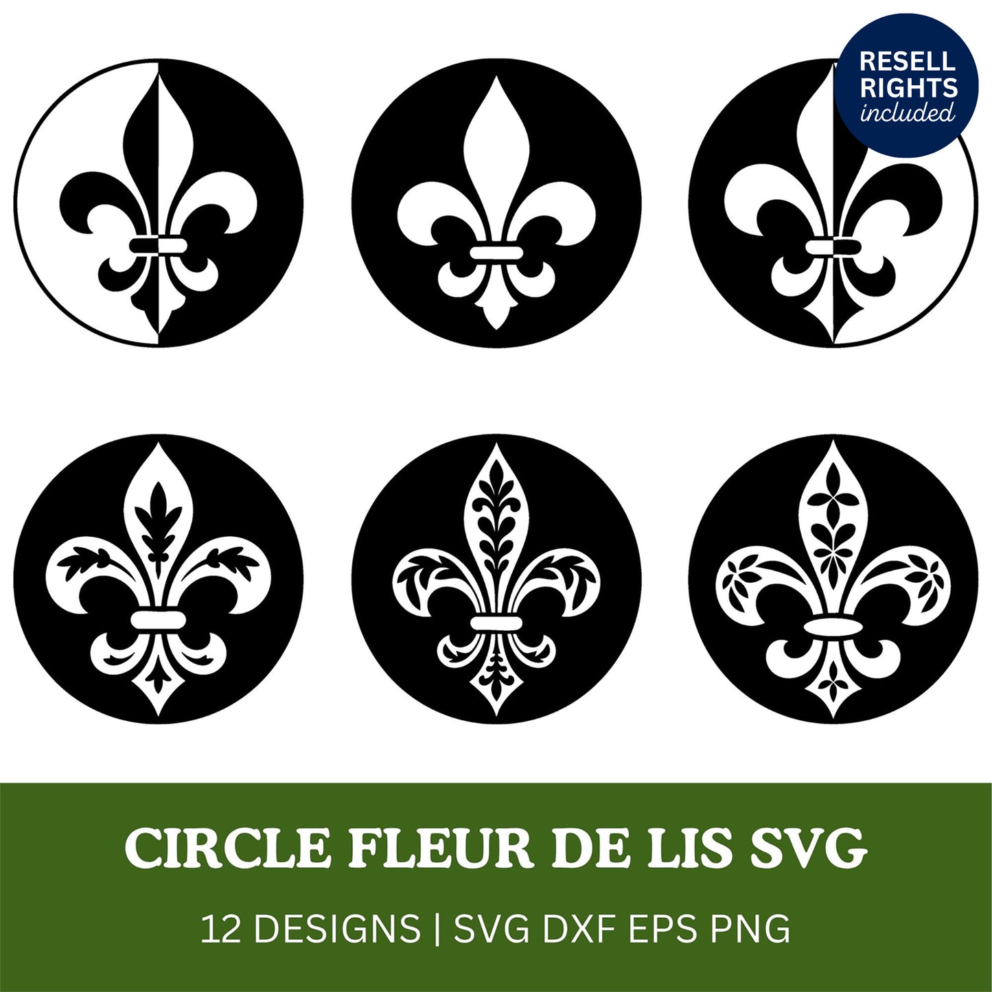 Circle Fleur de lis SVG Bundle | Resell Rights Included