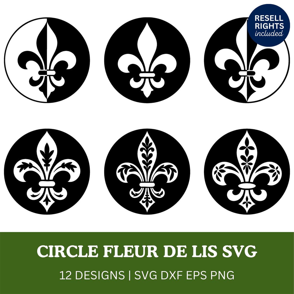 Circle Fleur de lis SVG Bundle