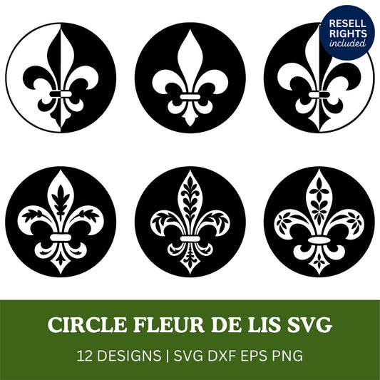 Circle Fleur de lis SVG Bundle | Resell Rights Included