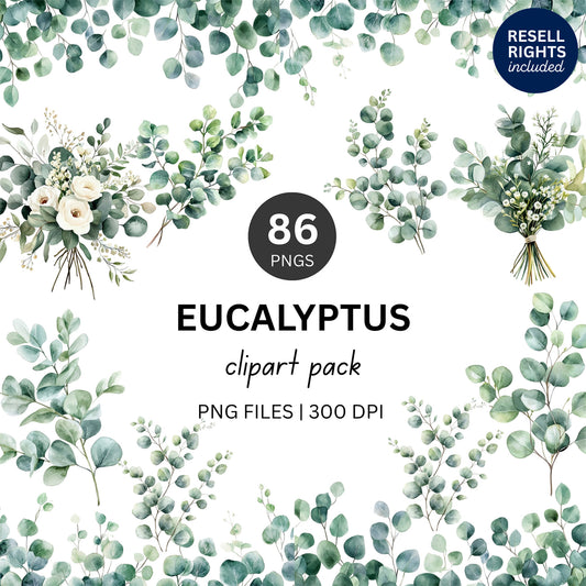 Eucalyptus Clipart Pack | Resell Rights Included