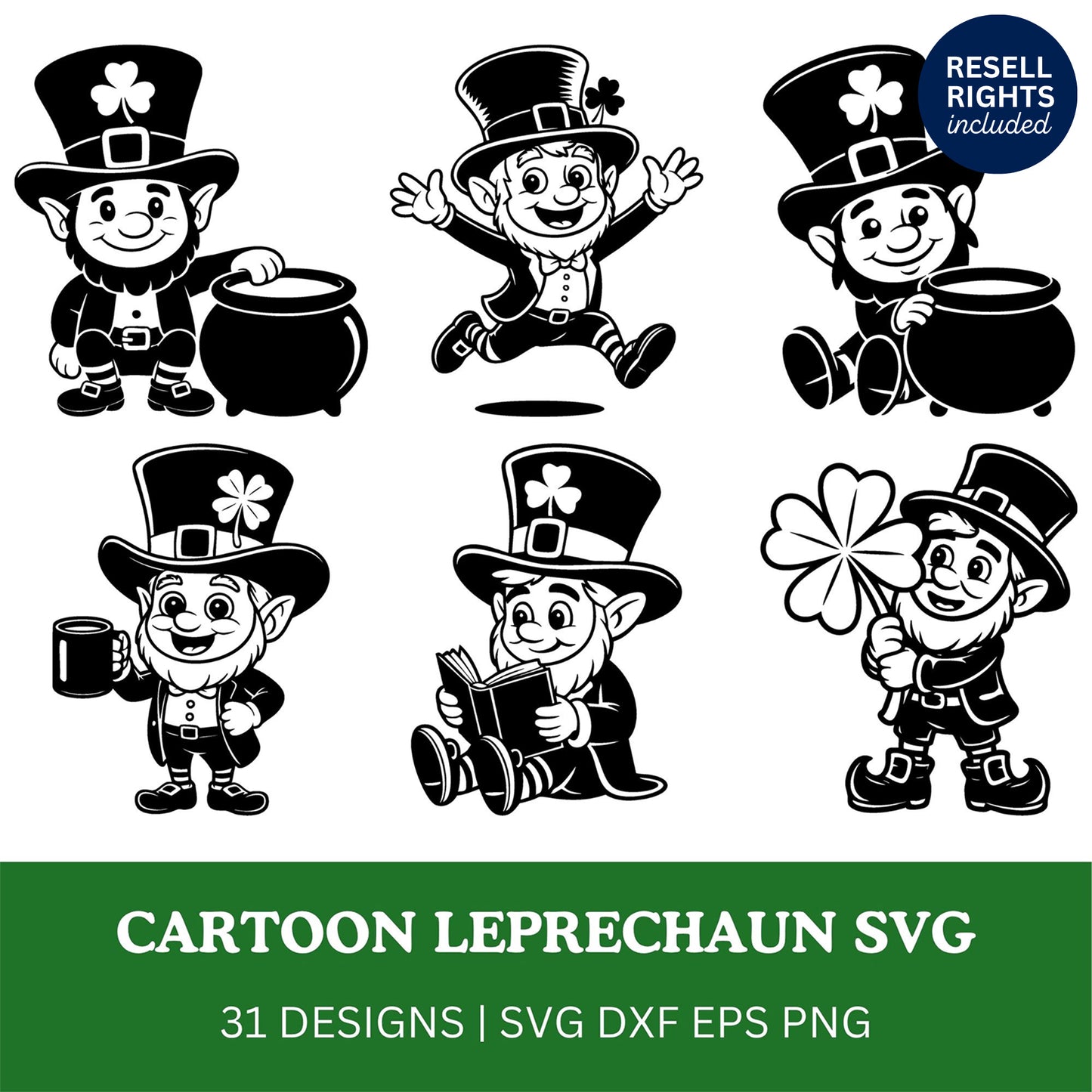 Cartoon Leprechaun SVG Bundle | Resell Rights Included