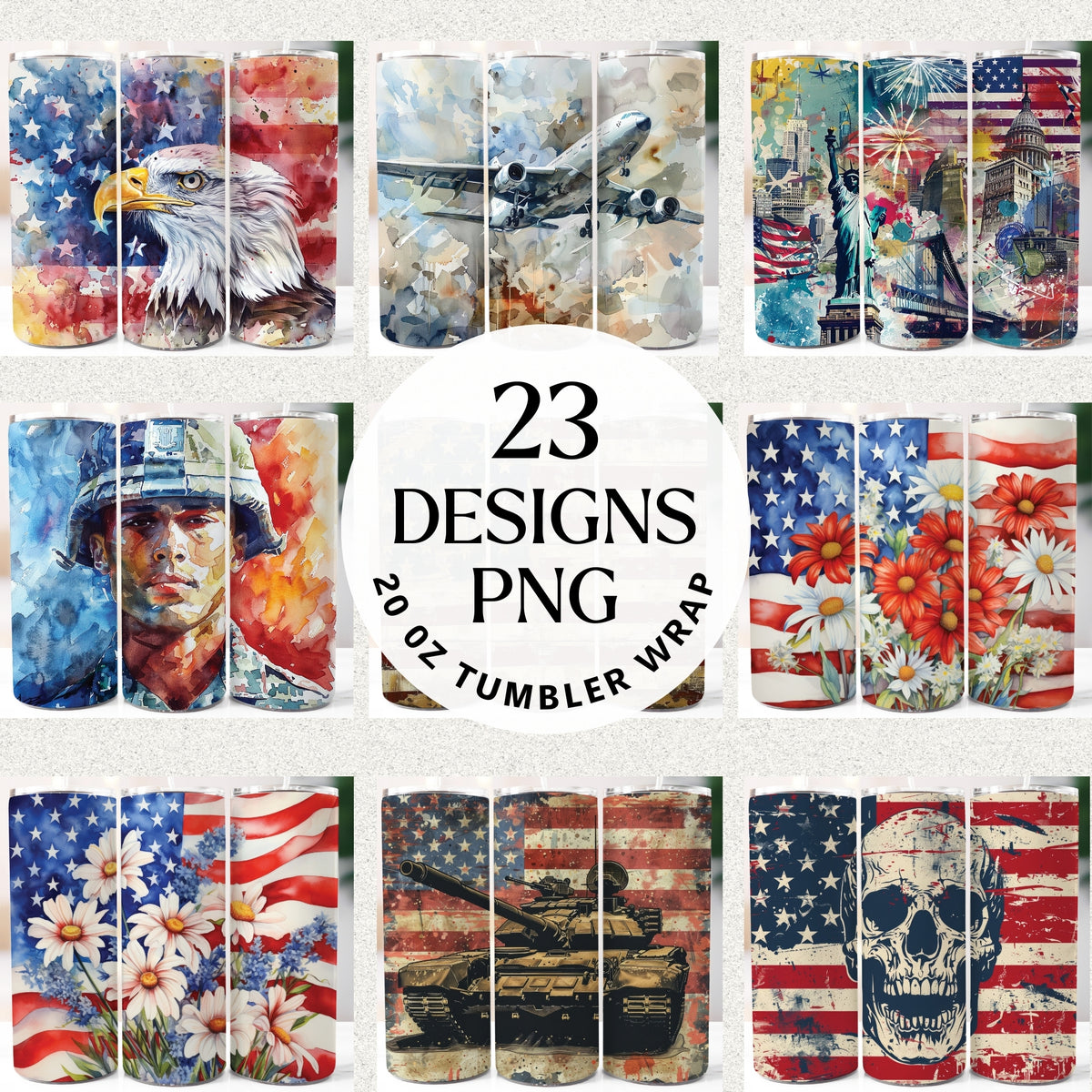 Patriotic 20 oz Tumbler Wrap Bundle