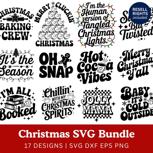 Retro Christmas Quotes SVG Bundle with Resell Rights