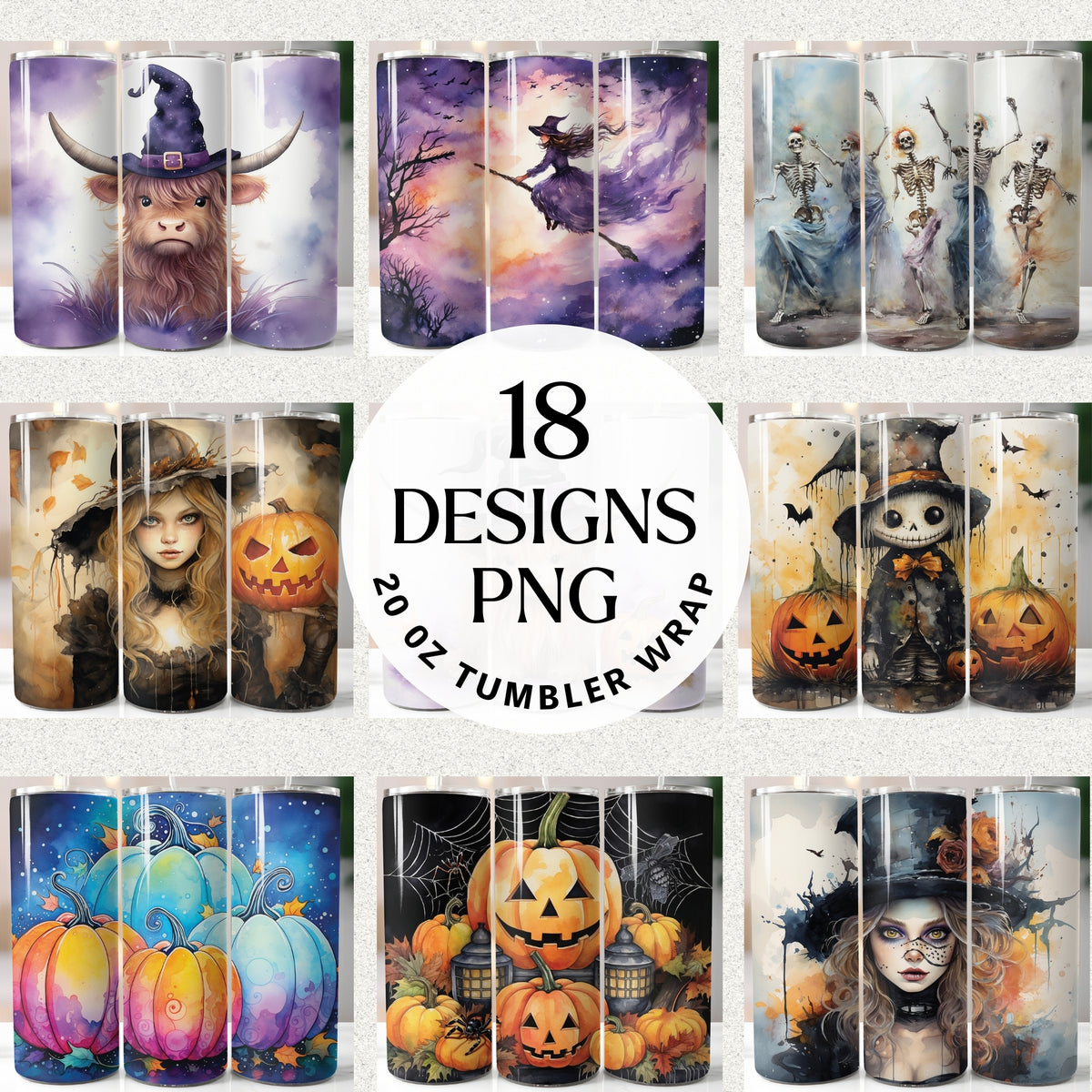 Watercolor Halloween Tumbler Wrap