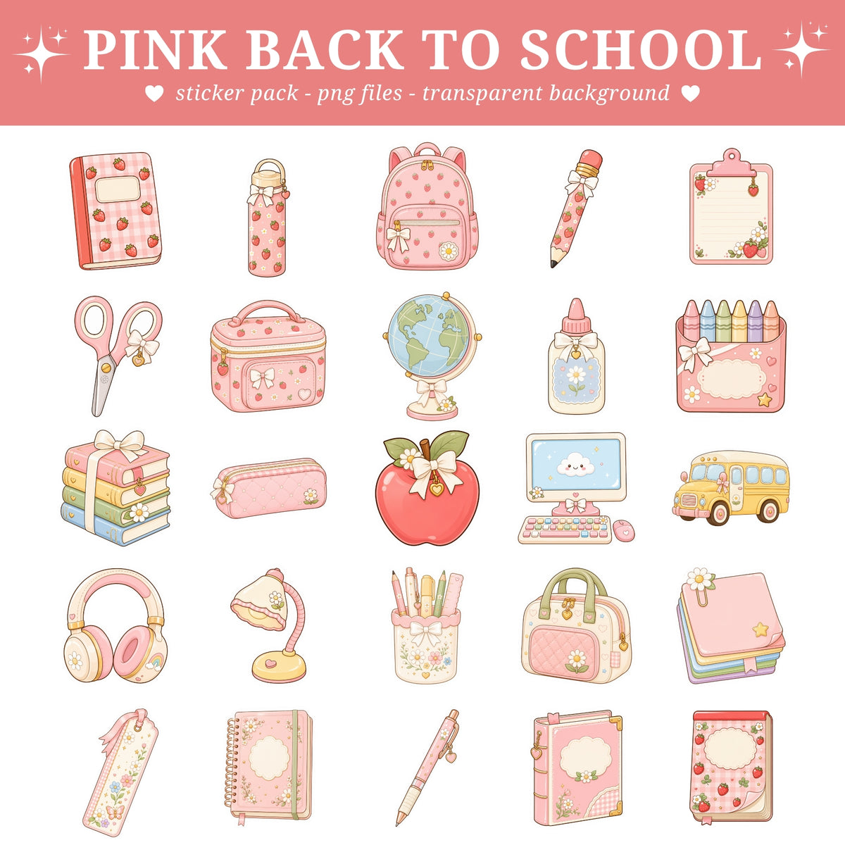 Pink Back to School Stickers