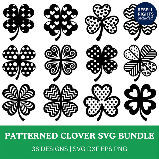 Patterned Clover SVG Bundle | Resell Rights Included