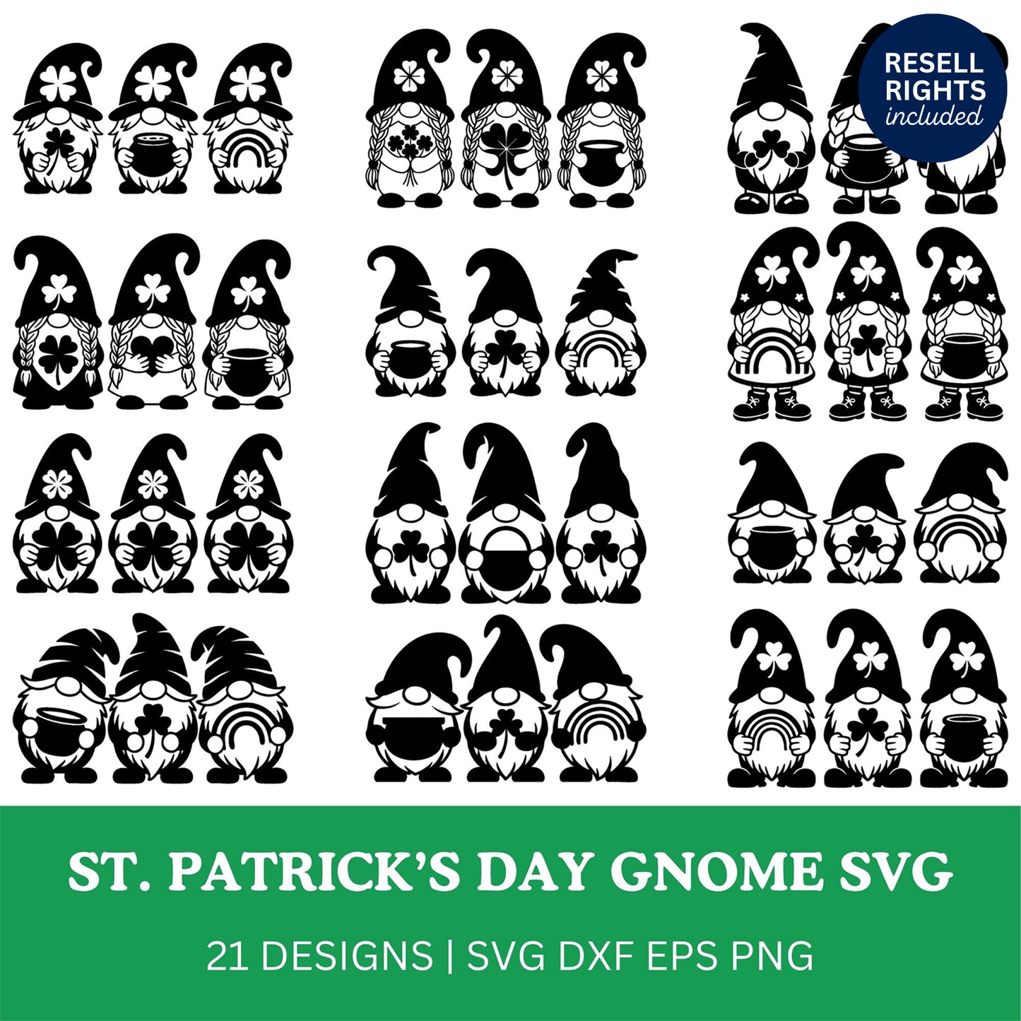 St Patricks Day Gnomes SVG Bundle | Resell Rights Included