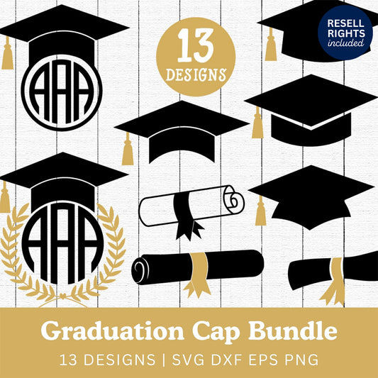 Graduation Cap SVG Bundle | Resell Rights Included