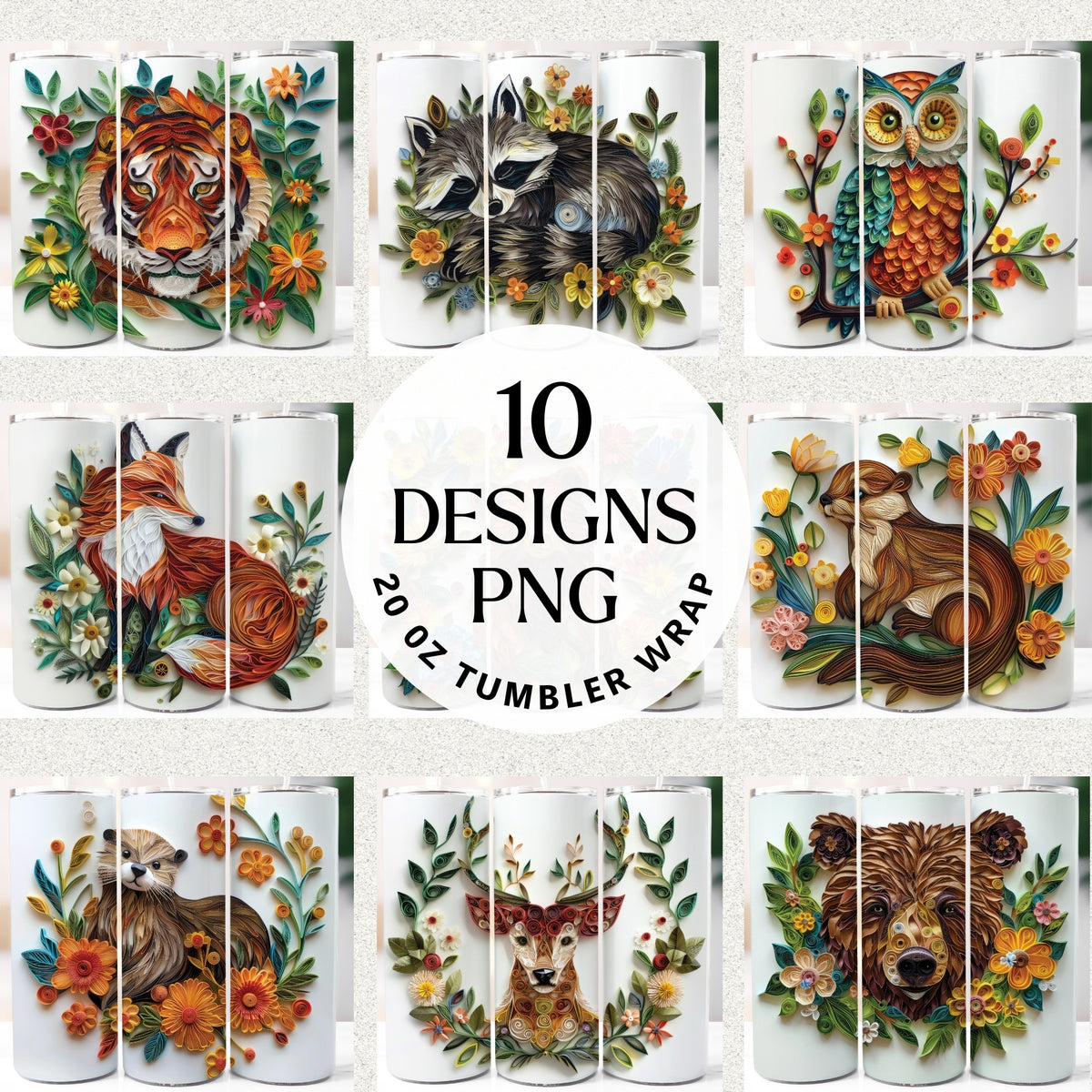 Woodland Paper Quilling 20 oz Tumbler