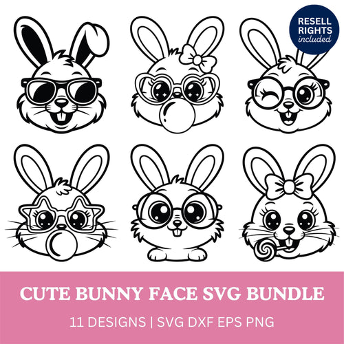 Cute Bunny Face SVG Bundle