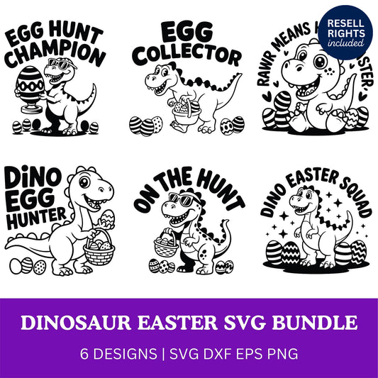 Dinosaur Easter SVG Bundle | Resell Rights Included