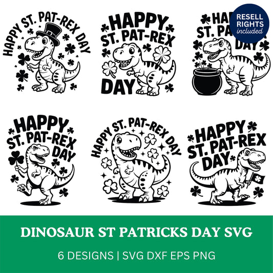 Dinosaur St Patricks Day SVG Bundle | Resell Rights Included