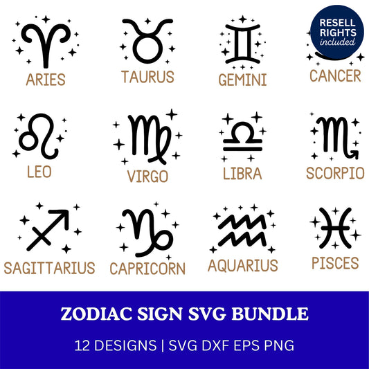 Zodiac Sign SVG Bundle | Resell Rights Included