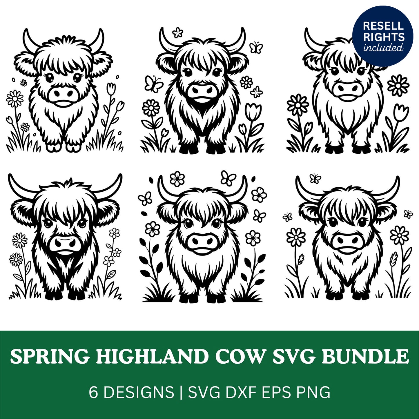 Highland Cow SVG Bundle | Resell Rights Included