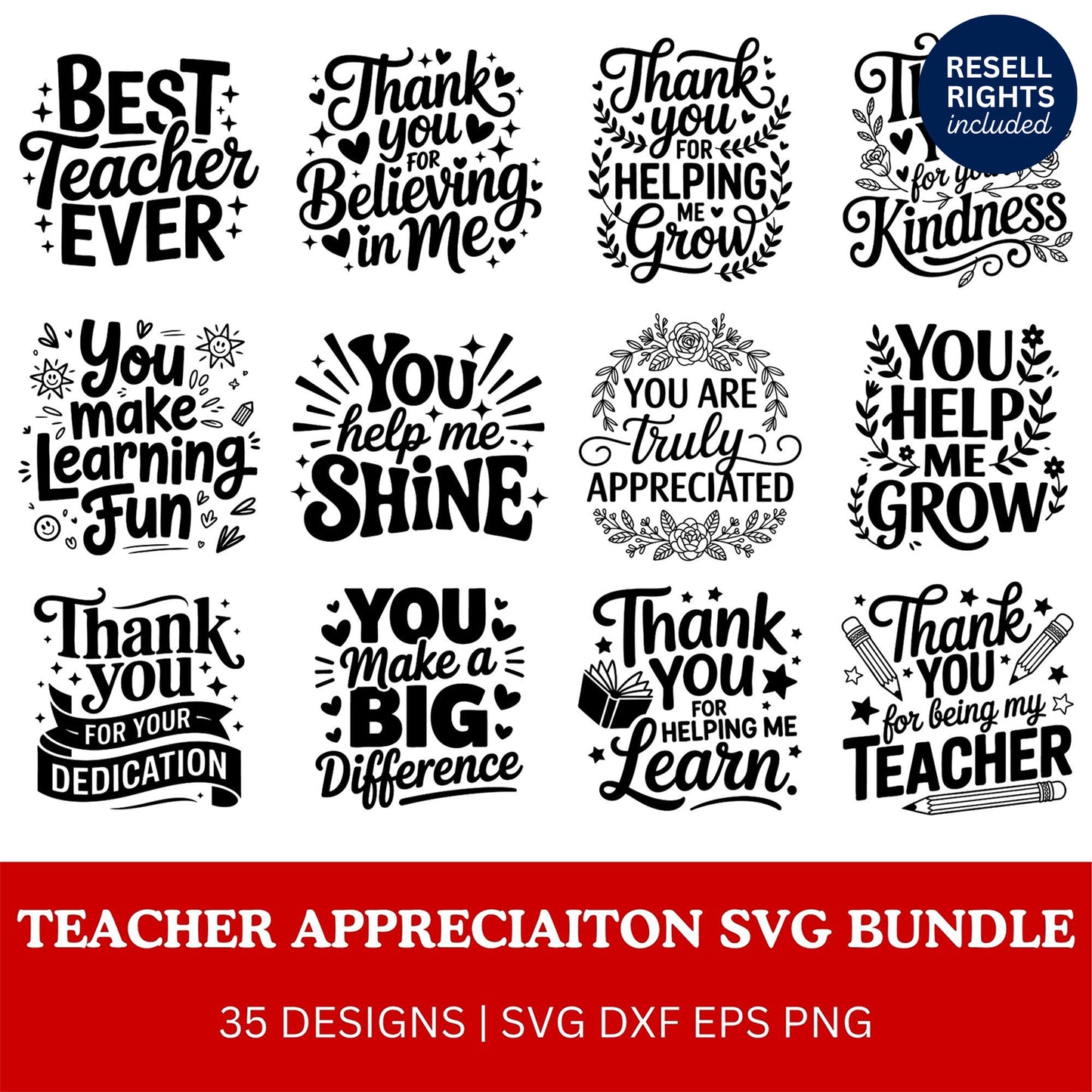 Teacher Appreciation SVG | Resell Rights Included