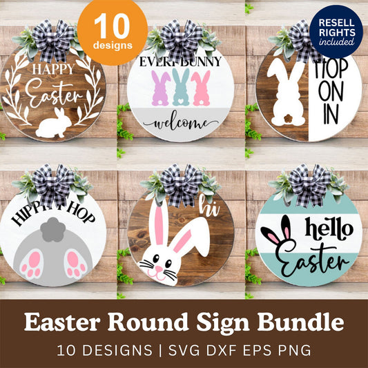Easter Round Sign SVG Bundle | Resell Rights Included