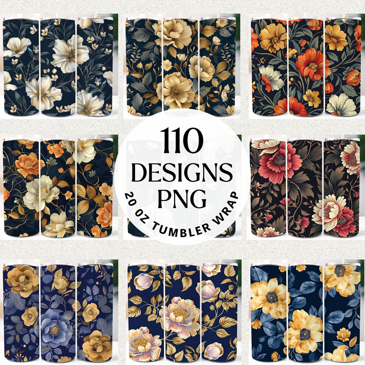 Flowers 20 oz Tumbler Bundle
