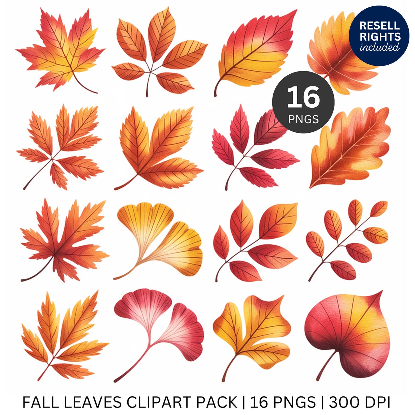 Fall Leaves Clipart Pack | Resell Rights Included