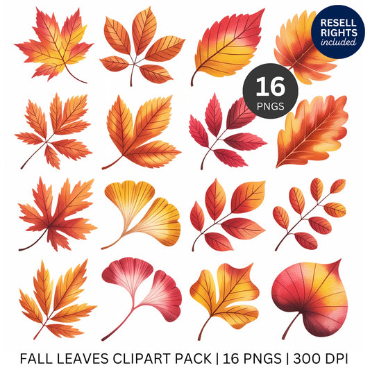Fall Leaves Clipart Pack | Resell Rights Included