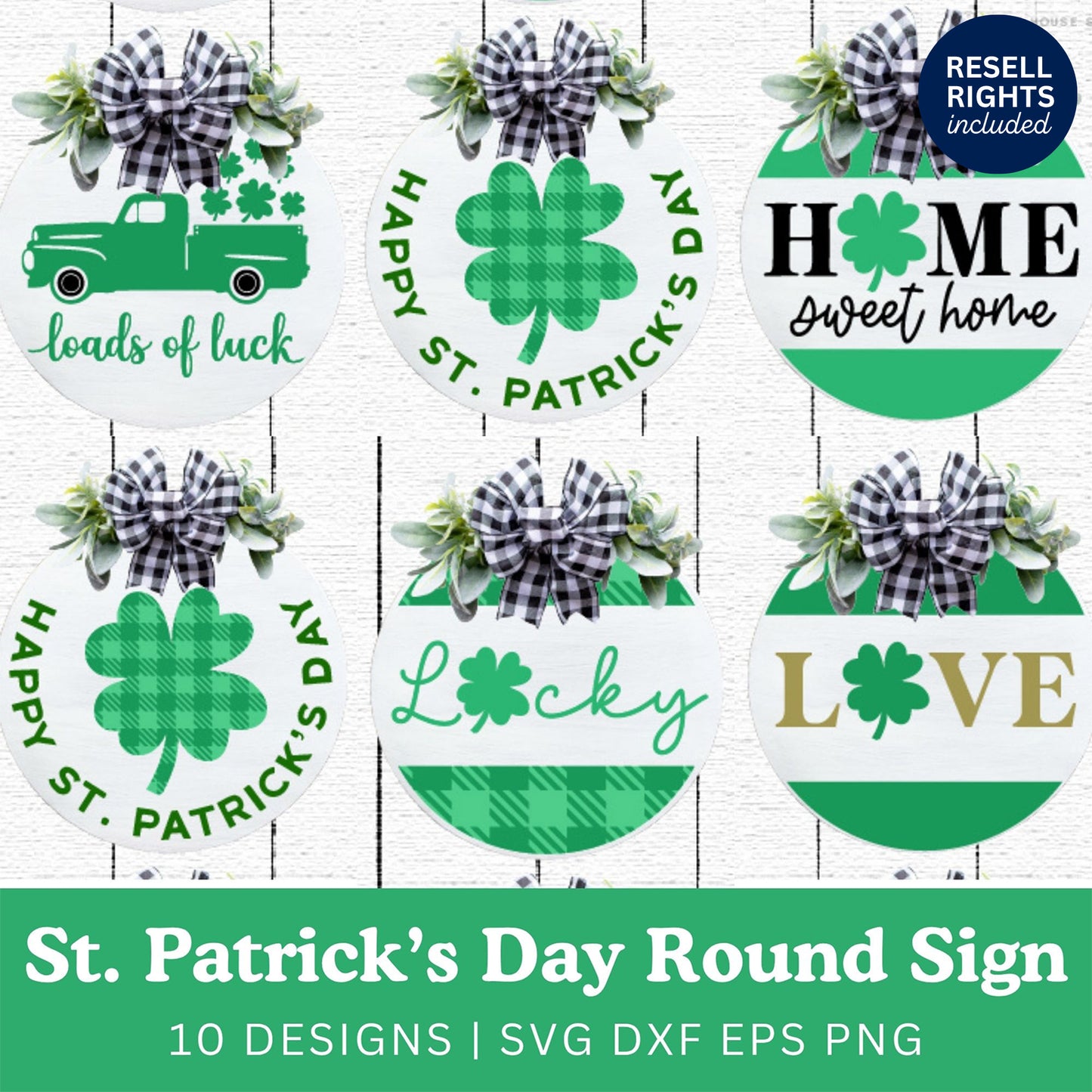 St. Patricks Day Round Sign SVG Bundle | Resell Rights Included