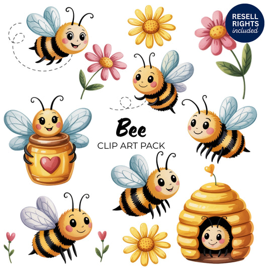 Bee Clipart Pack | Resell Rights Included