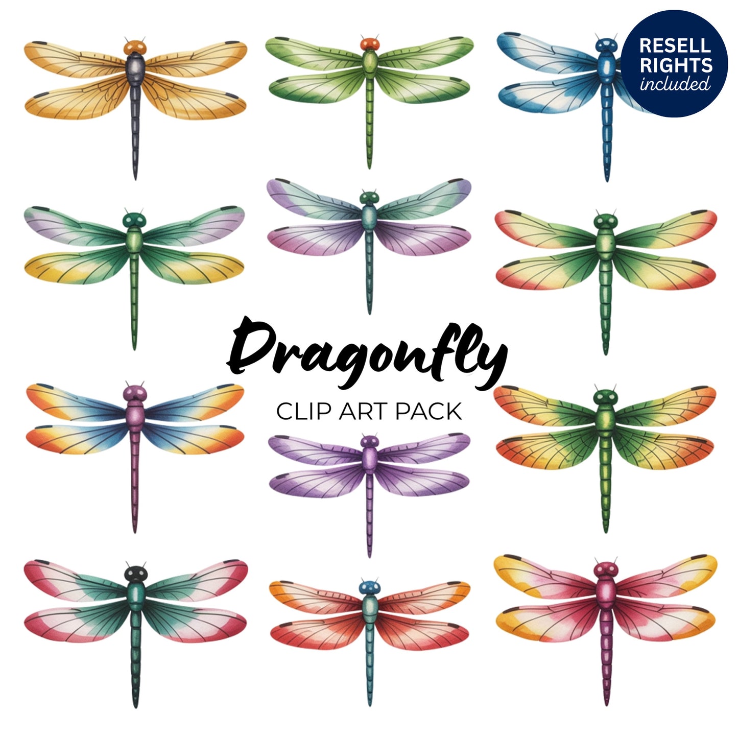 Dragonfly Clipart Pack | Resell Rights Included