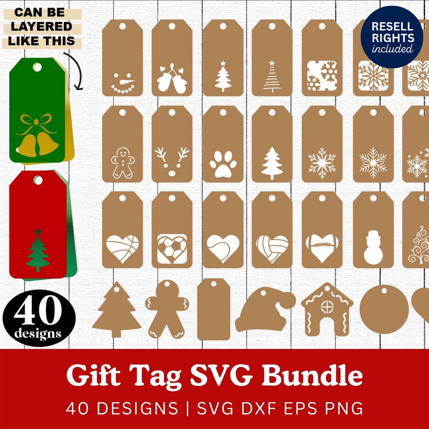 Gift Tags SVG Bundle | Resell Rights Included