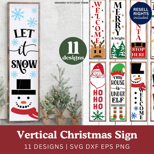 Vertical Christmas Sign SVG Bundle | Resell Rights Included