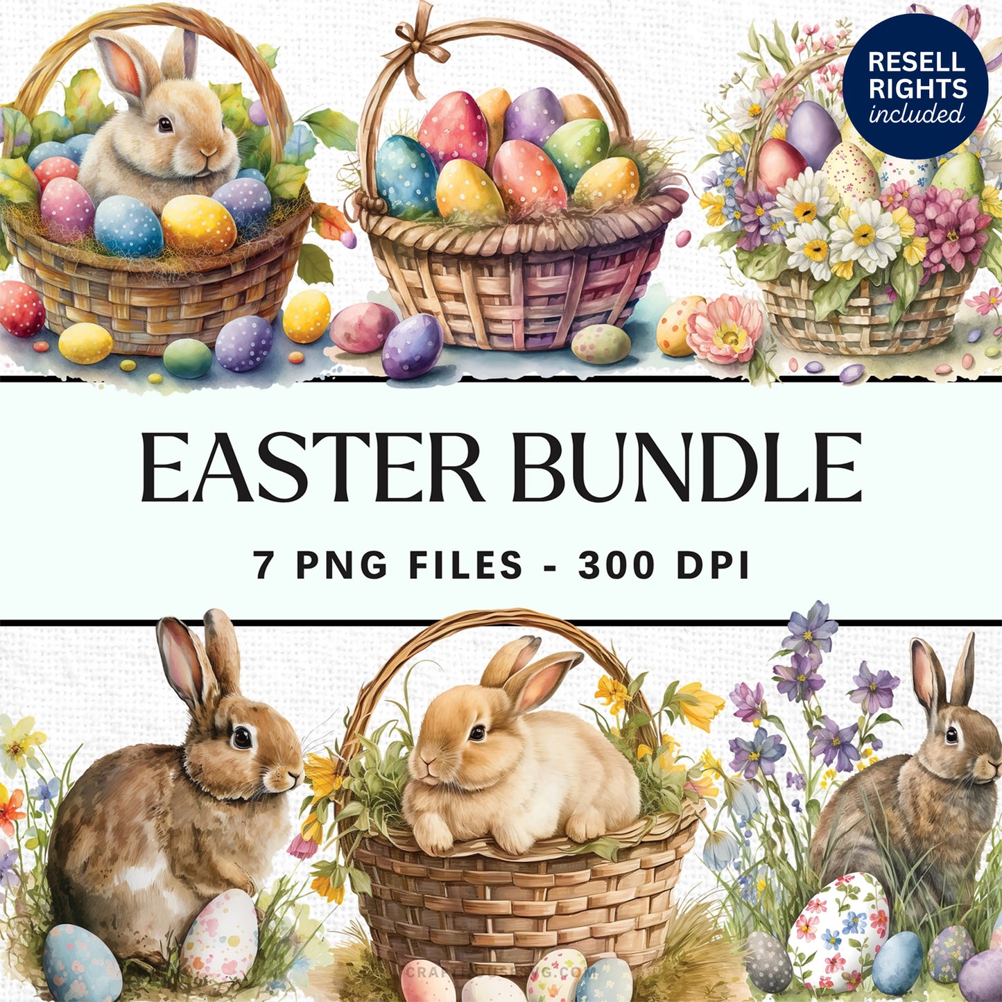 Watercolor Easter Clipart Pack | Resell Rights Included