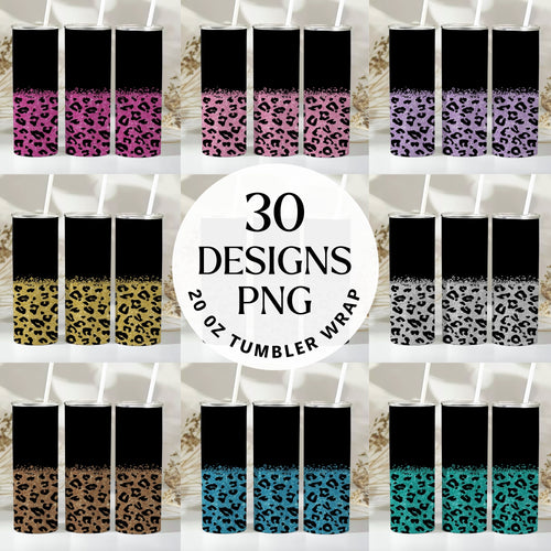 Glitter Leopard 20 oz Tumbler Bundle