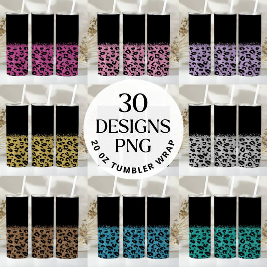 Glitter Leopard 20 oz Tumbler Bundle