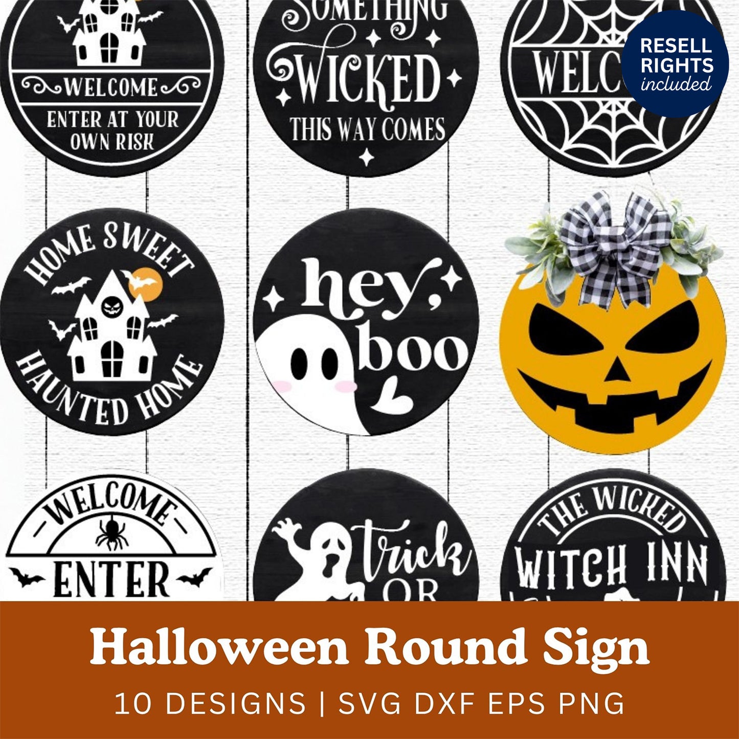 Halloween Round Sign SVG Bundle | Resell Rights Included