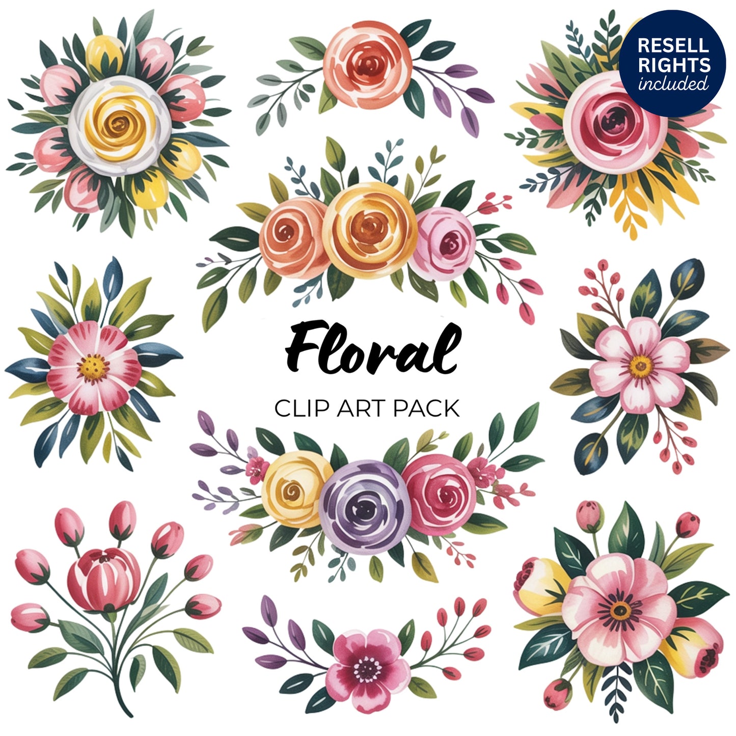Floral Clipart Pack | Resell Rights Included