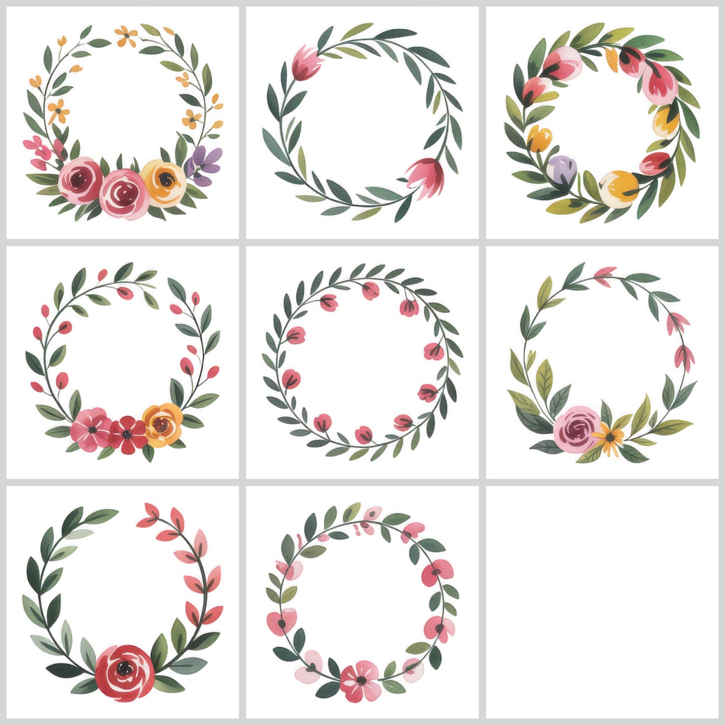 Floral Wreath Clipart Pack | Resell Rights Included