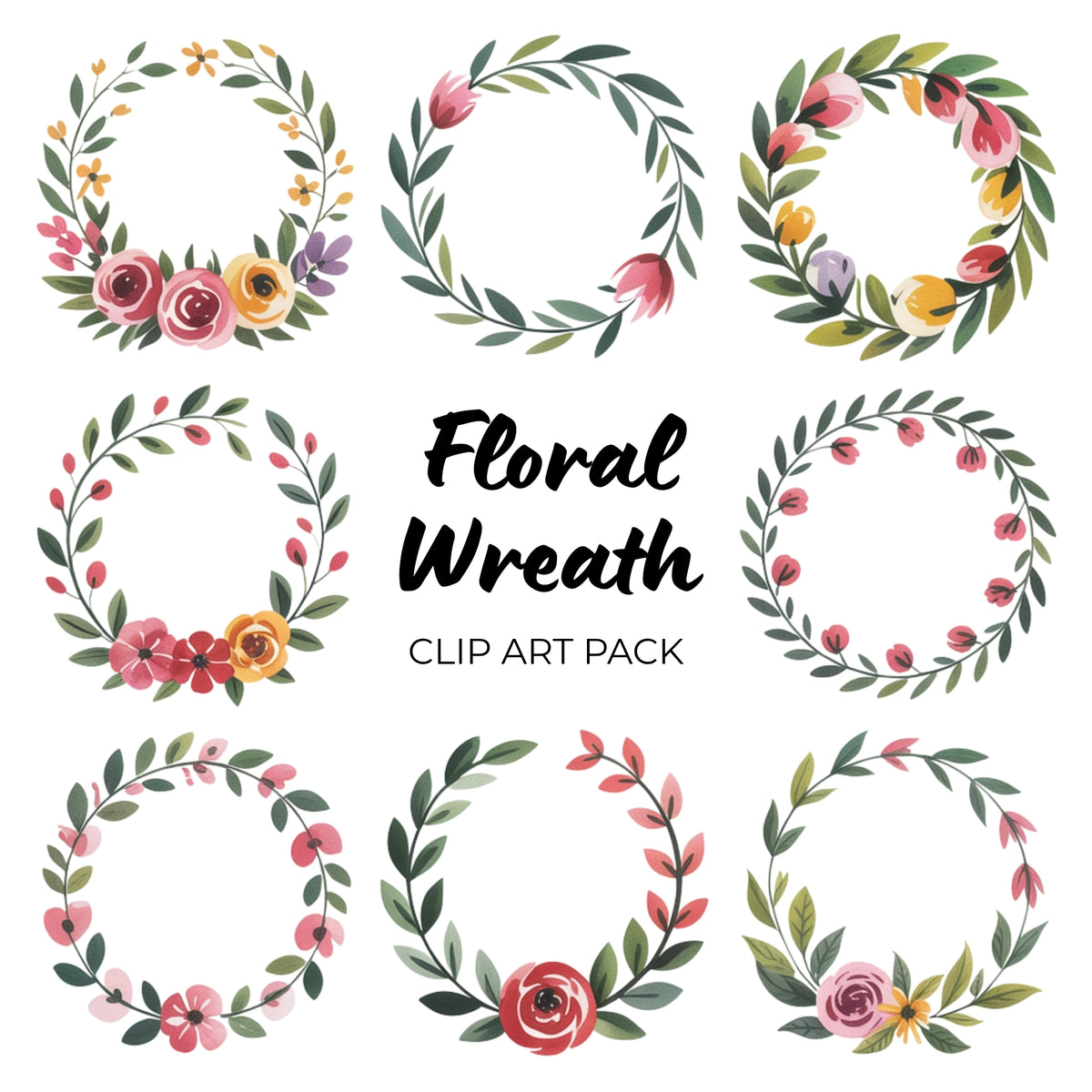 Floral Wreath Clipart Pack